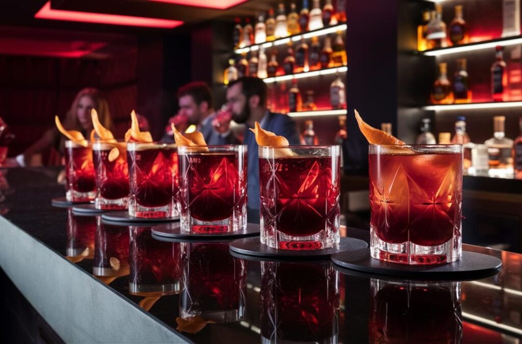 des cocktail negroni sur un bar