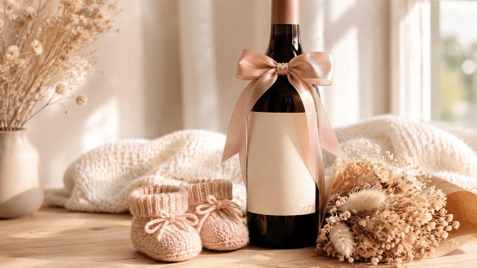 Bouteille avec étiquette originale pour annonce de grossesse